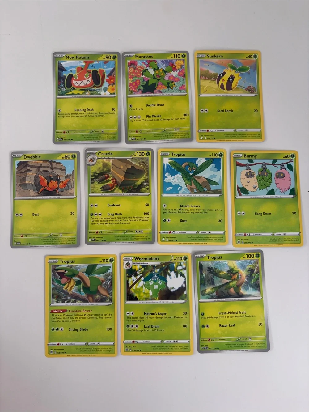 🌿 Forest Pokémon Card Lot | Tropius Maractus Burmy Wormadam Crustle ✨5/$25✨
